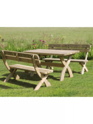 Zest Harriet Wooden 6-Seater Garden Dining Table & Bench Set, Natural - thumbnail 4