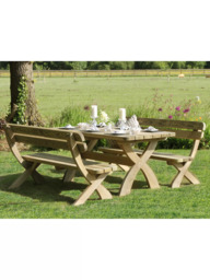 Zest Harriet Wooden 6-Seater Garden Dining Table & Bench Set, Natural - thumbnail 5
