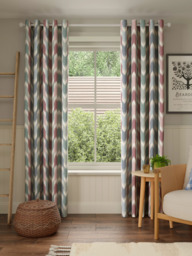 John Lewis Valle Ikat Print Pair Lined Eyelet Curtains - thumbnail 2