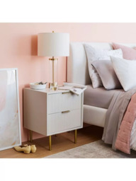west elm Quinn 2 Drawer Bedside Table, Haze - thumbnail 4