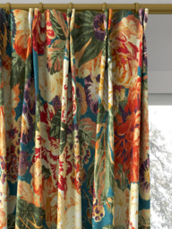 Sanderson Very Rose and Peony Made to Measure Curtains or Roman Blind, Kingfisher/Red Berry - thumbnail 4