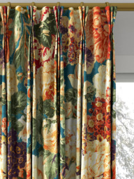 Sanderson Very Rose and Peony Made to Measure Curtains or Roman Blind, Kingfisher/Red Berry - thumbnail 6
