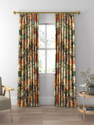 Sanderson Very Rose and Peony Made to Measure Curtains or Roman Blind, Kingfisher/Red Berry - thumbnail 3