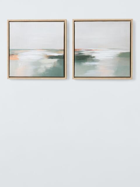 John Lewis 'Lakes' Framed Canvas Print, Set of 2, 30 x 30cm, Green - image 1