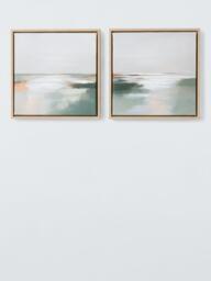 John Lewis 'Lakes' Framed Canvas Print, Set of 2, 30 x 30cm, Green