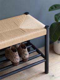 Garden Trading Clockhouse Longworth Hallway Bench, Black/Natural - thumbnail 4