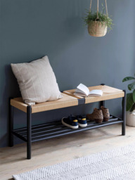 Garden Trading Clockhouse Longworth Hallway Bench, Black/Natural - thumbnail 3