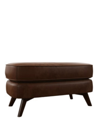 John Lewis Barbican Leather Footstool, Dark Leg - thumbnail 1