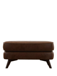 John Lewis Barbican Leather Footstool, Dark Leg - thumbnail 5