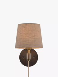 John Lewis Ansel Plug-In Wall Light, Antique Pewter - thumbnail 1