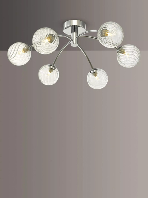 Där Izzy Twisted Glass Large Semi Flush Ceiling Light, Clear/Polished Chrome - image 1