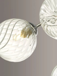 Där Izzy Twisted Glass Large Semi Flush Ceiling Light, Clear/Polished Chrome - thumbnail 4