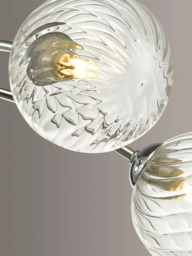 Där Izzy Twisted Glass Large Semi Flush Ceiling Light, Clear/Polished Chrome - thumbnail 6