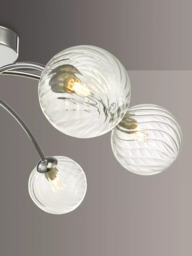 Där Izzy Twisted Glass Large Semi Flush Ceiling Light, Clear/Polished Chrome - thumbnail 3