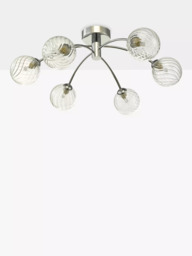Där Izzy Twisted Glass Large Semi Flush Ceiling Light, Clear/Polished Chrome - thumbnail 2