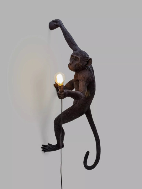 Seletti Hanging Monkey Indoor/Outdoor Wall Light, Black - image 1