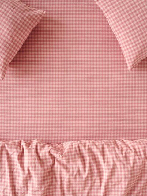 Piglet in Bed Colour Drenched Gingham Linen Blend Fitted Sheet