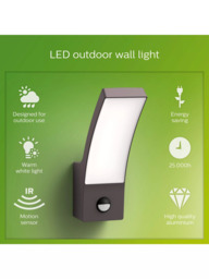 Philips Splay LED PIR Motion Sensor Outdoor Wall Light, Anthracite - thumbnail 4