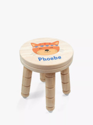 Treat Republic Personalised Cute Kitten Kids Stool, Natural - thumbnail 1