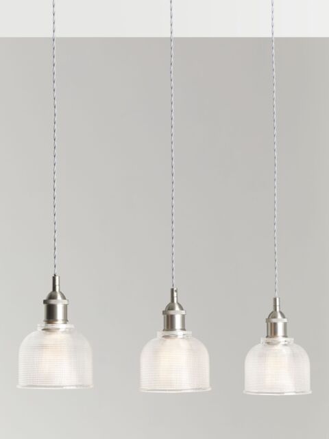 John Lewis Ezra 3 Pendant Prismatic Glass Ceiling Light, Pewter - image 1