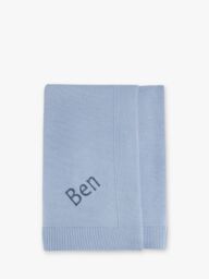 Babyblooms Personalised Knitted Baby Blanket, Blue