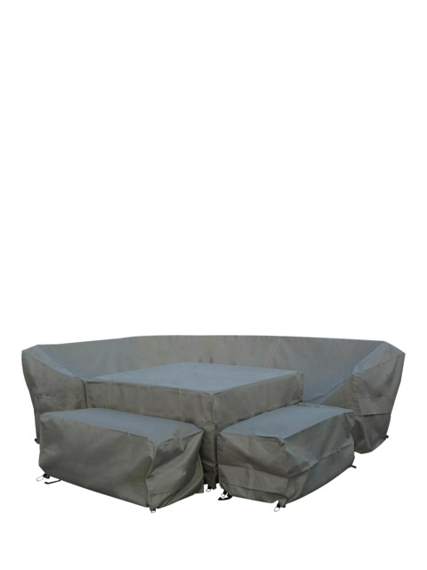 Bramblecrest Rattan Curved Corner Sofa Set Water Repellent Garden Furniture Covers, Khaki
