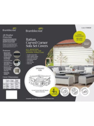 Bramblecrest Rattan Curved Corner Sofa Set Water Repellent Garden Furniture Covers, Khaki - thumbnail 2
