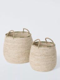 John Lewis Maize Storage Basket, Set of 2, Natural/Avocado - thumbnail 1