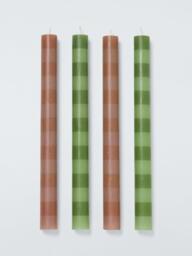 John Lewis x Sanderson Stripe Dinner Candles, Set of 4, Green & Terracotta - thumbnail 2