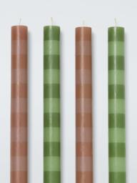 John Lewis x Sanderson Stripe Dinner Candles, Set of 4, Green & Terracotta - thumbnail 3