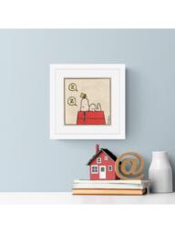John Lewis Peanuts 'Snoopy Sleep' Framed Print & Mount, 22 x 22cm, Red - thumbnail 2