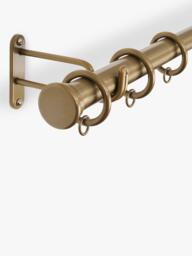 John Lewis Select Classic Curtain Pole with Rings and Stud Finial, Wall Fix, Dia.25mm - thumbnail 2
