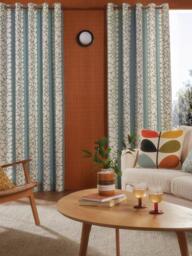 Orla Kiely Sycamore Stripe Pair Lined Eyelet Curtains, Duck Egg - thumbnail 1