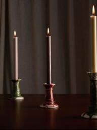 The Conran Shop Wardour Earthenware Stub Candlestick, Burgundy - thumbnail 2