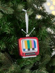 John Lewis The Enthusiast Retro TV Bauble, Red - thumbnail 2