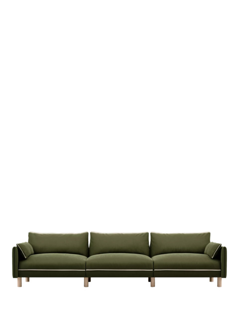 Cozmo Cozy 5 Seater Sofa, Dark Green Velvet Natural Piping - image 1