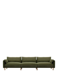 Cozmo Cozy 5 Seater Sofa, Dark Green Velvet Natural Piping - thumbnail 1