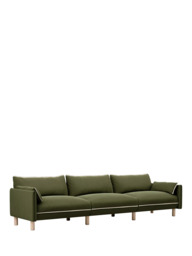 Cozmo Cozy 5 Seater Sofa, Dark Green Velvet Natural Piping - thumbnail 3