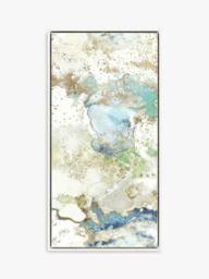 John Lewis Ritika GandhiGolden Finch Abstract Framed Canvas, Set of 2, 84 x 44cm, Gold/Blue - thumbnail 3