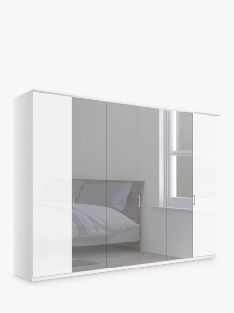 John Lewis Elstra 300cm Wardrobe with Glass and Mirrored Hinged Doors - image 1