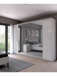 John Lewis Elstra 300cm Wardrobe with Glass and Mirrored Hinged Doors - thumbnail 3