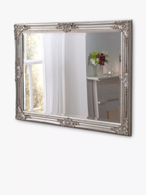 Yearn Baroque Rectangular Wood Framed Wall Mirror