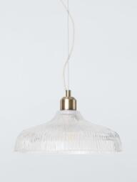 John Lewis Ribbed Glass Pendant Ceiling Light, Clear - thumbnail 3