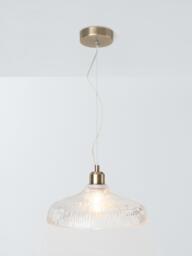 John Lewis Ribbed Glass Pendant Ceiling Light, Clear