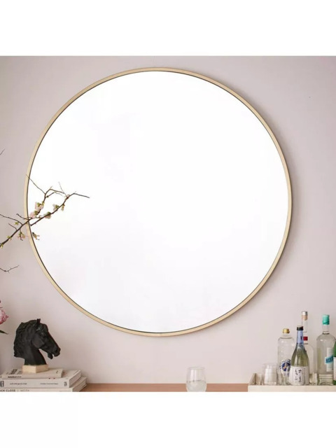 West Elm Oversized Round Metal Frame Wall Mirror, 122cm, Antique Brass - image 1