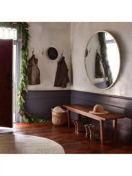 West Elm Oversized Round Metal Frame Wall Mirror, 122cm, Antique Brass - thumbnail 3
