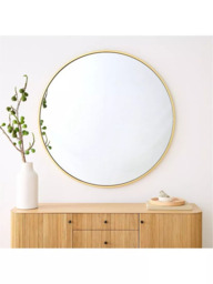 West Elm Oversized Round Metal Frame Wall Mirror, 122cm, Antique Brass - thumbnail 2