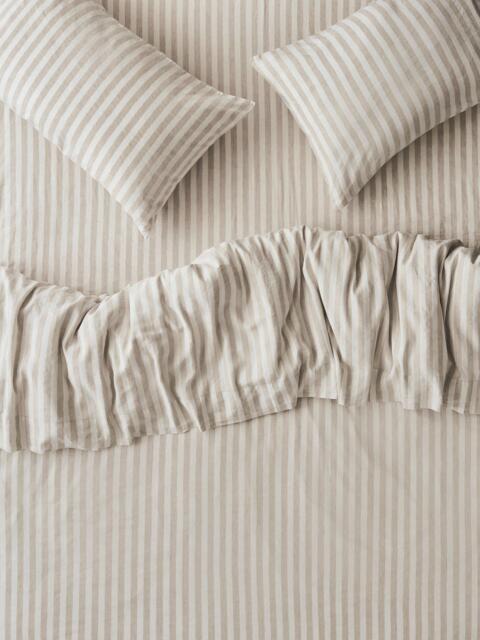 Piglet in Bed Pembroke Stripe Linen Blend Bedding, Oatmeal - image 1