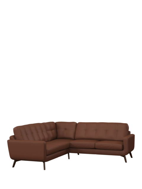 John Lewis Barbican 5+ Seater Corner Leather Sofa, Dark Leg - image 1