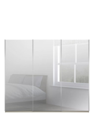 John Lewis Elstra 300cm Mirrored 3 Sliding Doors Wardrobe, Pebble Grey - thumbnail 3